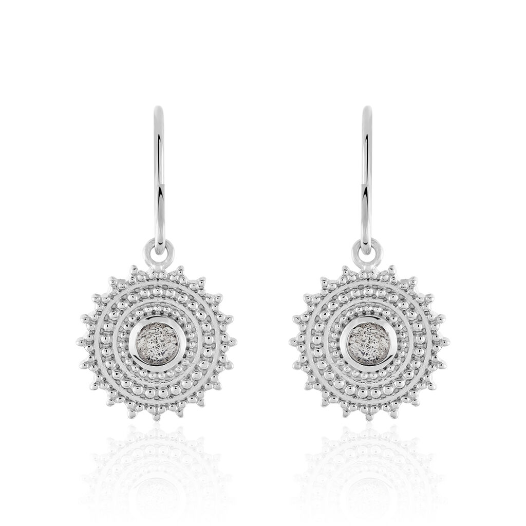 Boucles D'oreilles Pendantes Nyoko Argent Blanc Labradorite