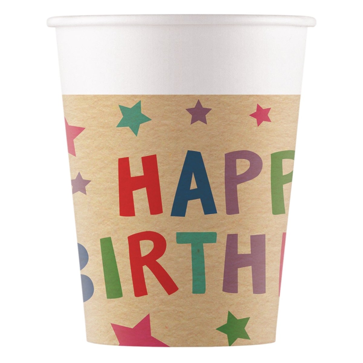 Happy Birthday Beker Kraft Papier 200ml 8st