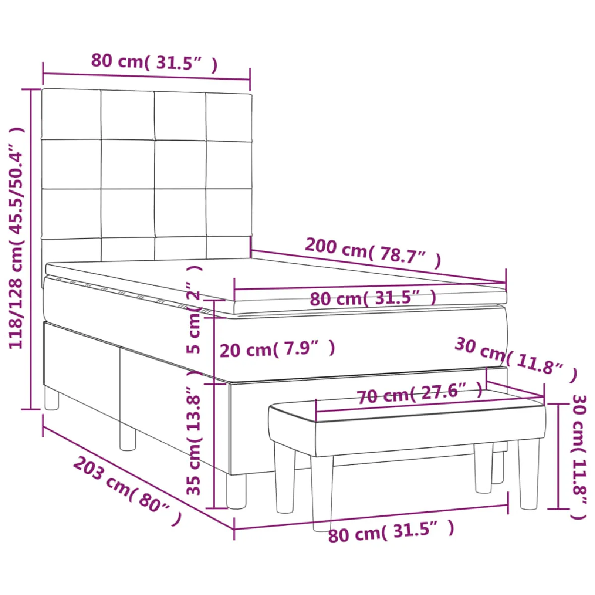 VIDAXL Sommier à lattes rose 80x200cm