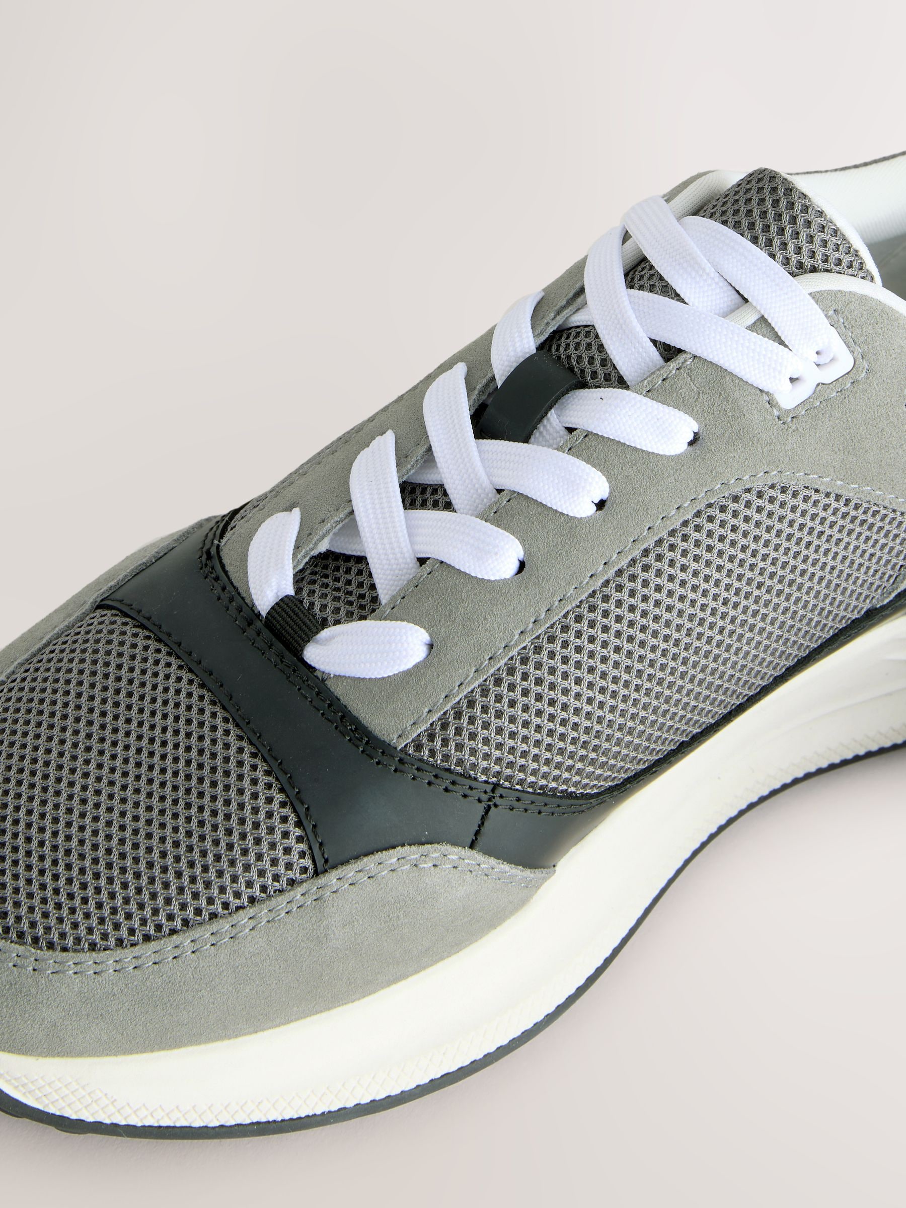 Grijs/zwart - Chic-casual vetersneakers