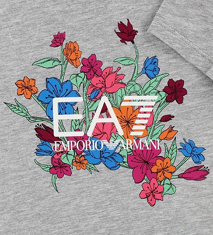 EA7 T-Shirt - Graumeliert m. Blumen