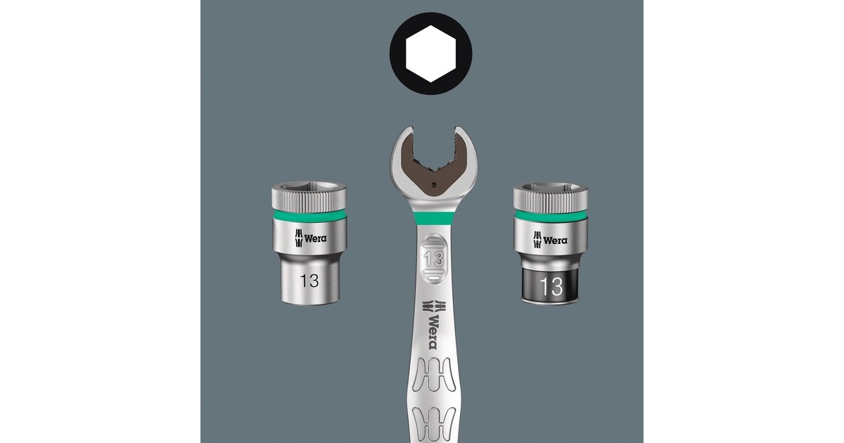 Wera9608 Dop-magneetstrip B Impaktor Imperial 1 dopsleutel  (Zwart/groen, 9‑delig)