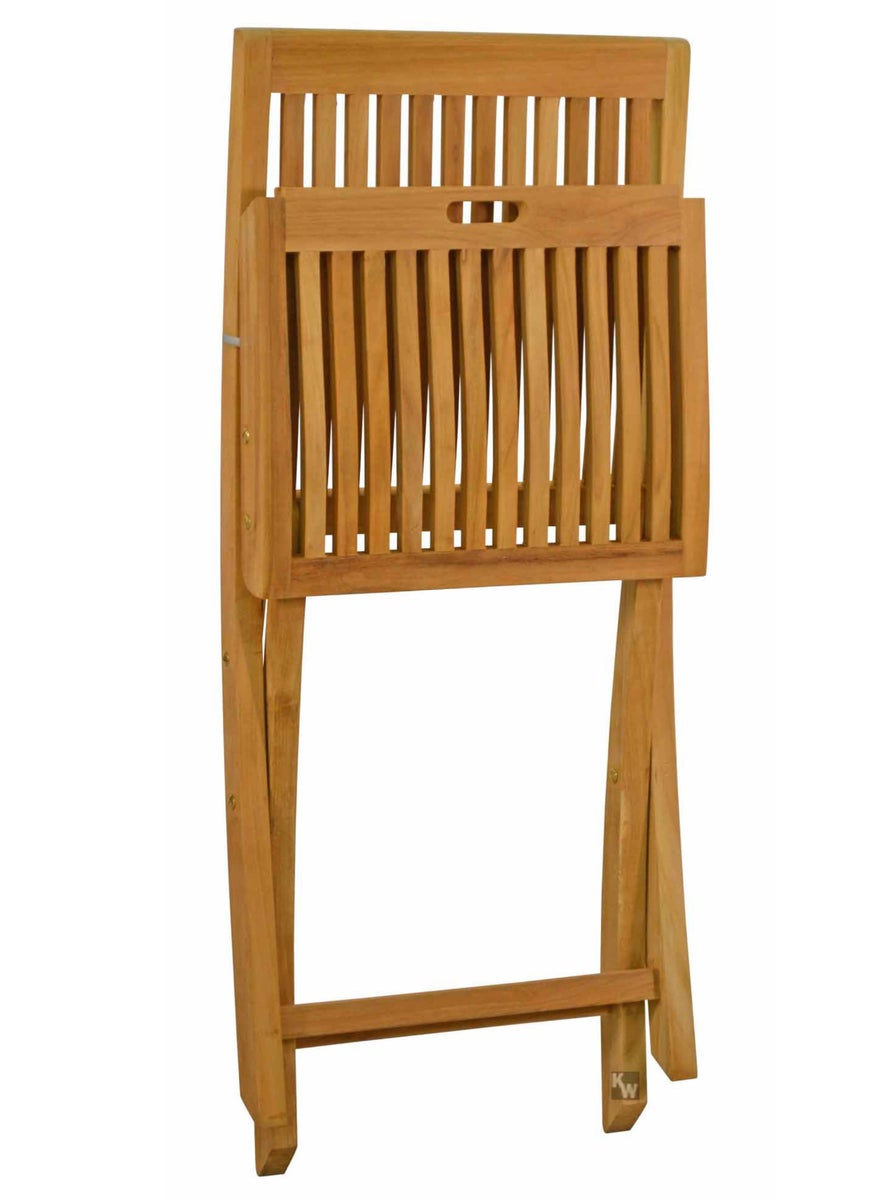Teakhouten zitset: 2 tuinstoelen en 1 klaptafel (70 x 70 cm), weerbestendig en opvouwbaar