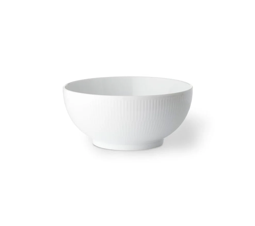 Royal Copenhagen  Hvid Riflet skål - 15 cm.