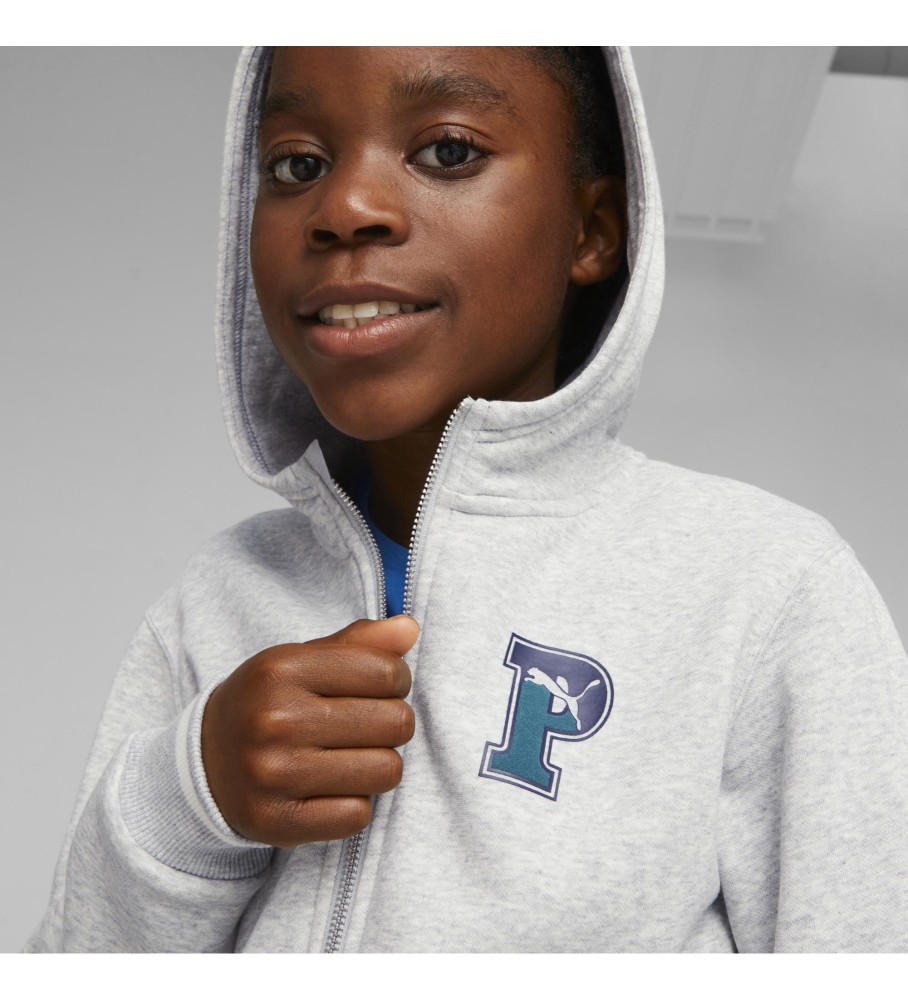 Moletom Puma Squad com zíper frontal na cor cinza