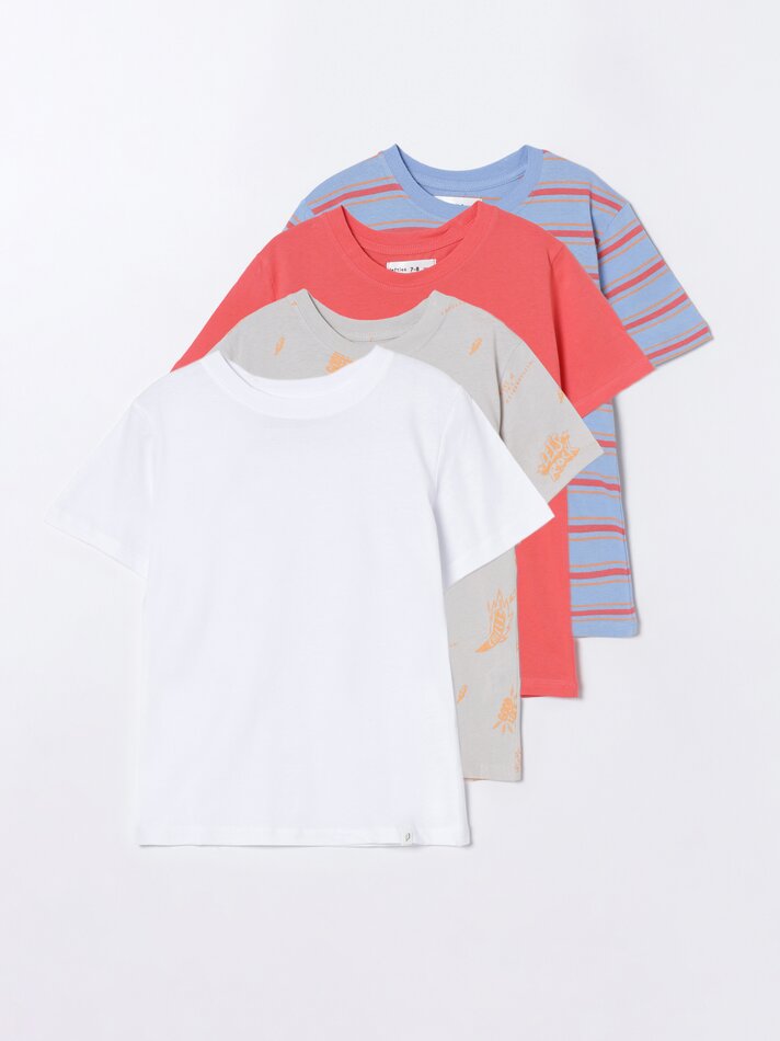 Pacote com 4 camisetas de manga curta sortidas - Coral Forte