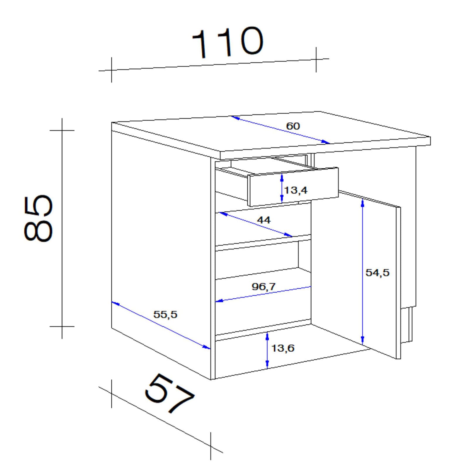 Unterschrank Avila Magnolia/Lancelot Oak ca. 110x85x60 cm