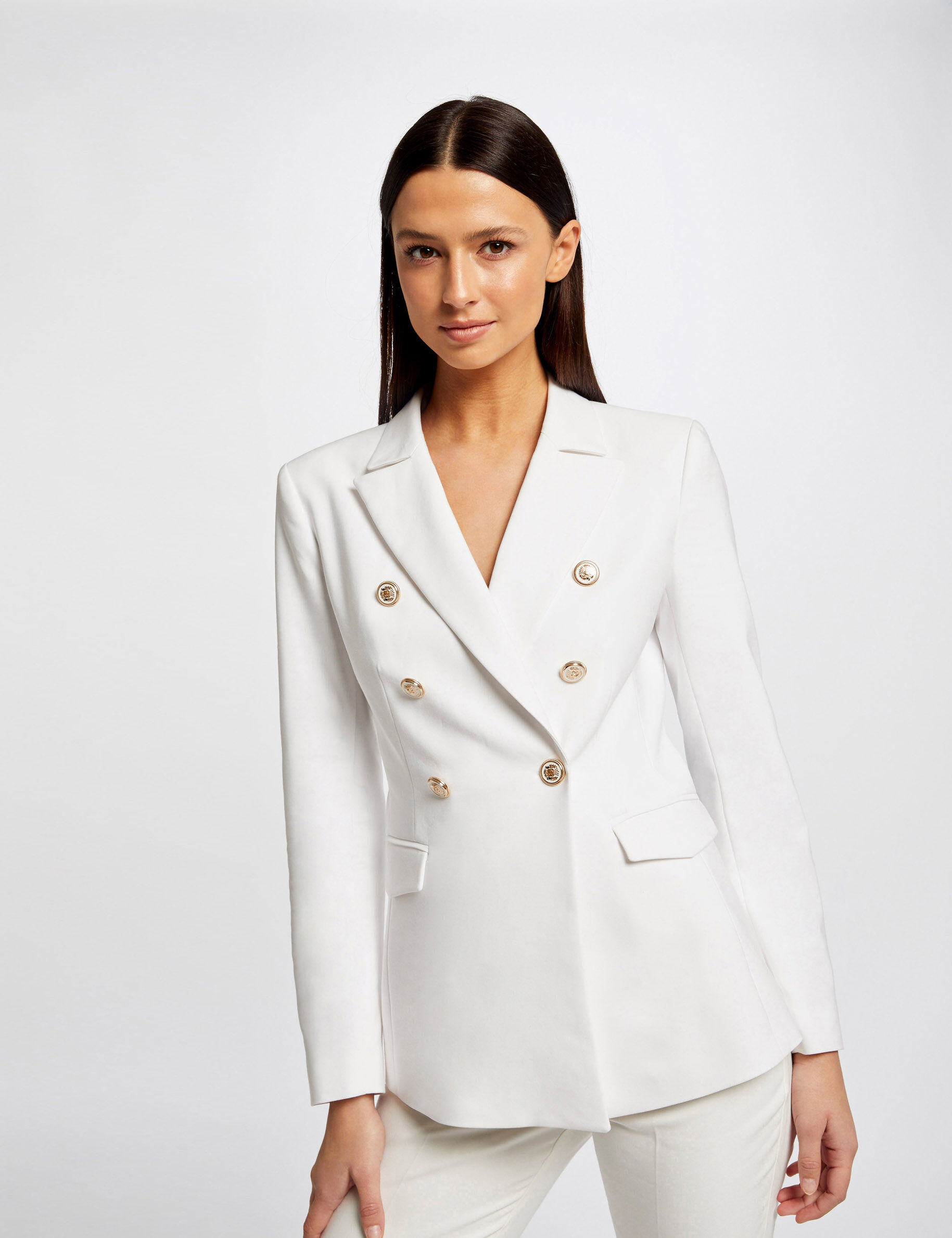 Veste cintrée avec boutons ecru femme - ecru