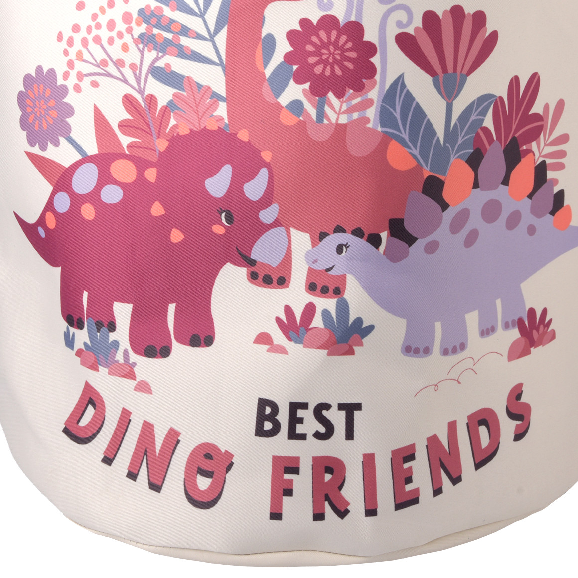 Topolino Großer Aufbewahrungskorb mit Dino-Motiv creme / dunkelrosa / helllila