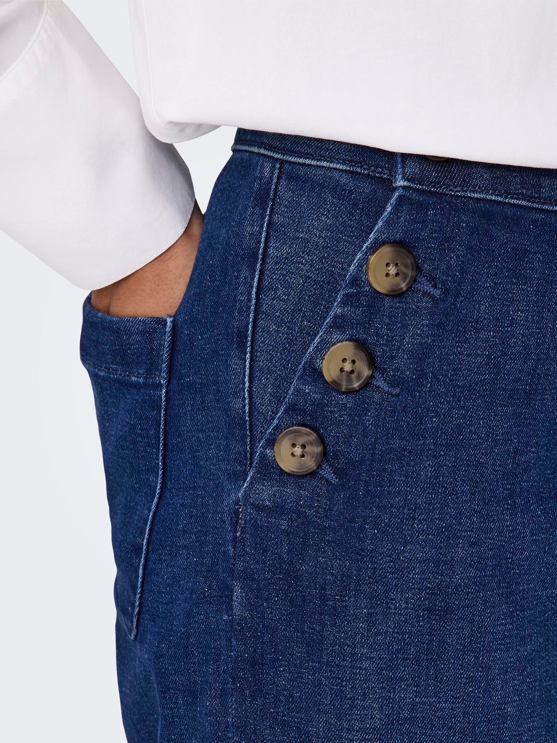 ONLMADISON Hohe Taille Weiter Beinschnitt Jeans Dark Medium Blue Denim