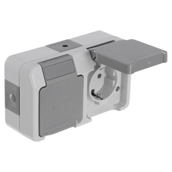 Schneider Electric Aquastar spatwaterdicht geaard stopcontact dubbel horizontaal