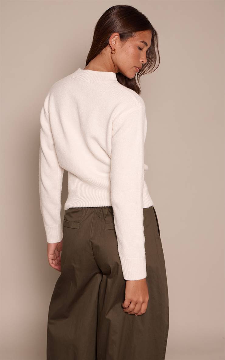 Crème Synthétiquell Tricoté Taille Cintrée Ourlet Zippé
