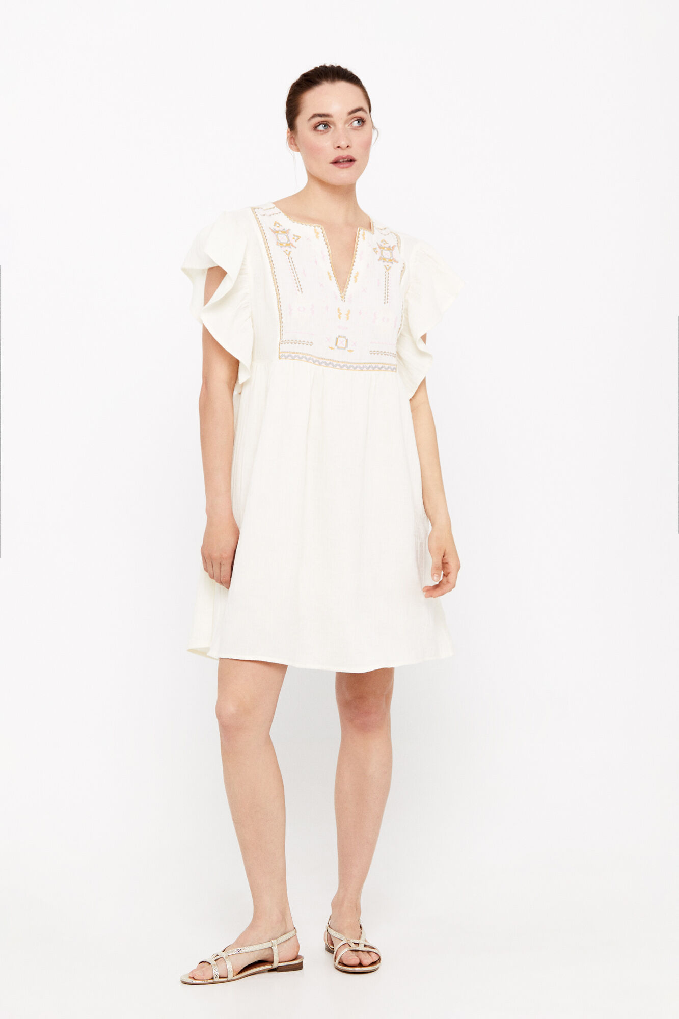 Vestido túnica com borda - Branco