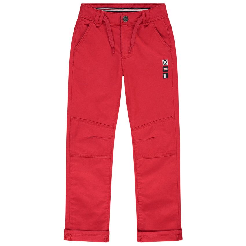 Pantalon cargo avec découpe aux genoux en tissu dobby pour garçon - Rouge