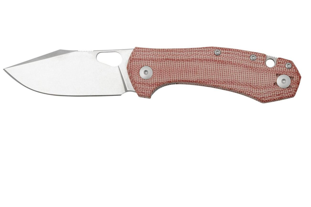 GiantMouse ACE Atelier, Elmax Stonewashed, Red Canvas Micarta zakmes