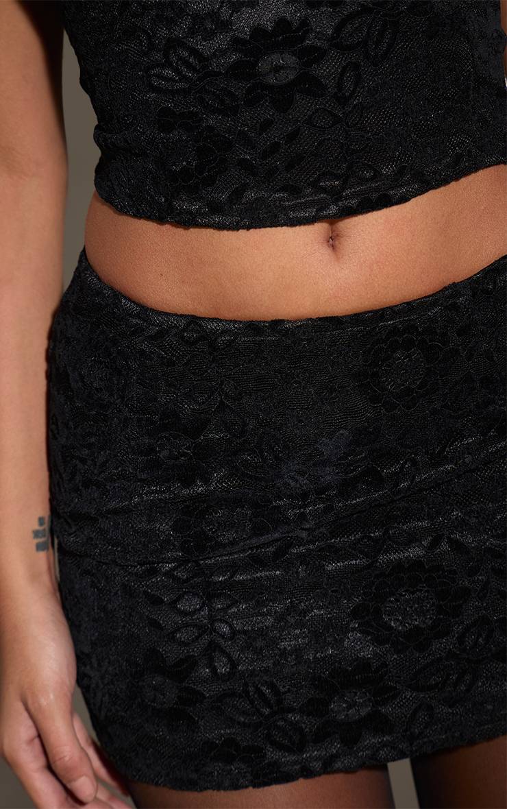 Noir Ensemble Jupe Mini En Dentelle
