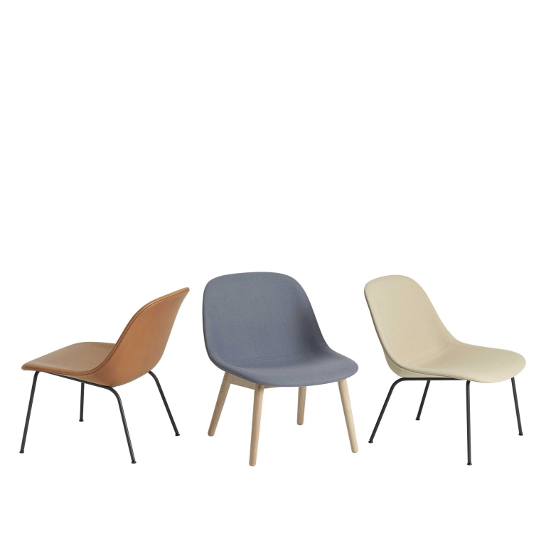 Muuto Fiber Tube fauteuil Silk Leather cognac