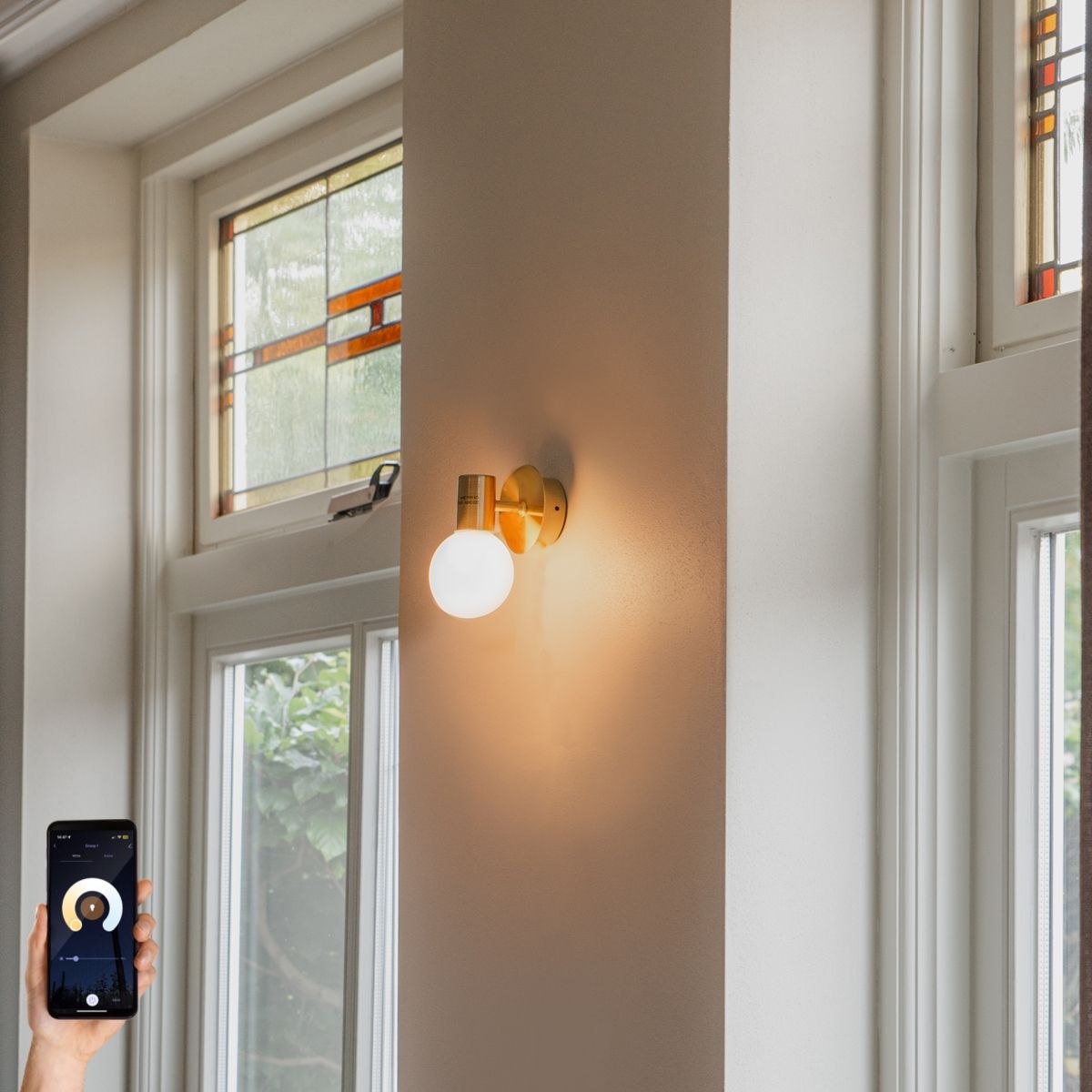 Smart wandlamp goud IP44 incl. Wifi G9 - Cederic Up