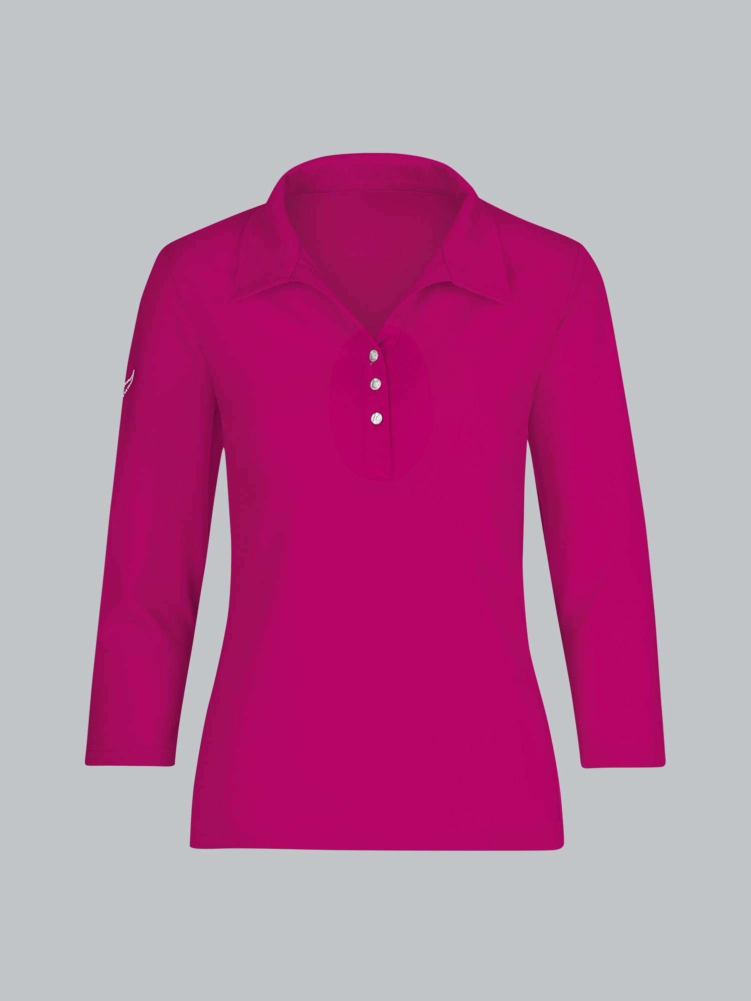 Poloshirt mit Kristallsteinen Magenta