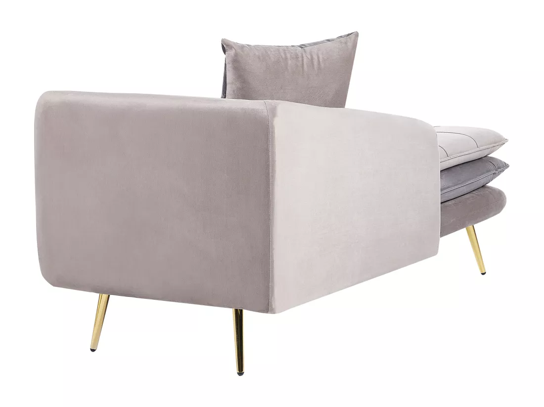 Chaise longue côté droit en velours beige et gris GONESSE