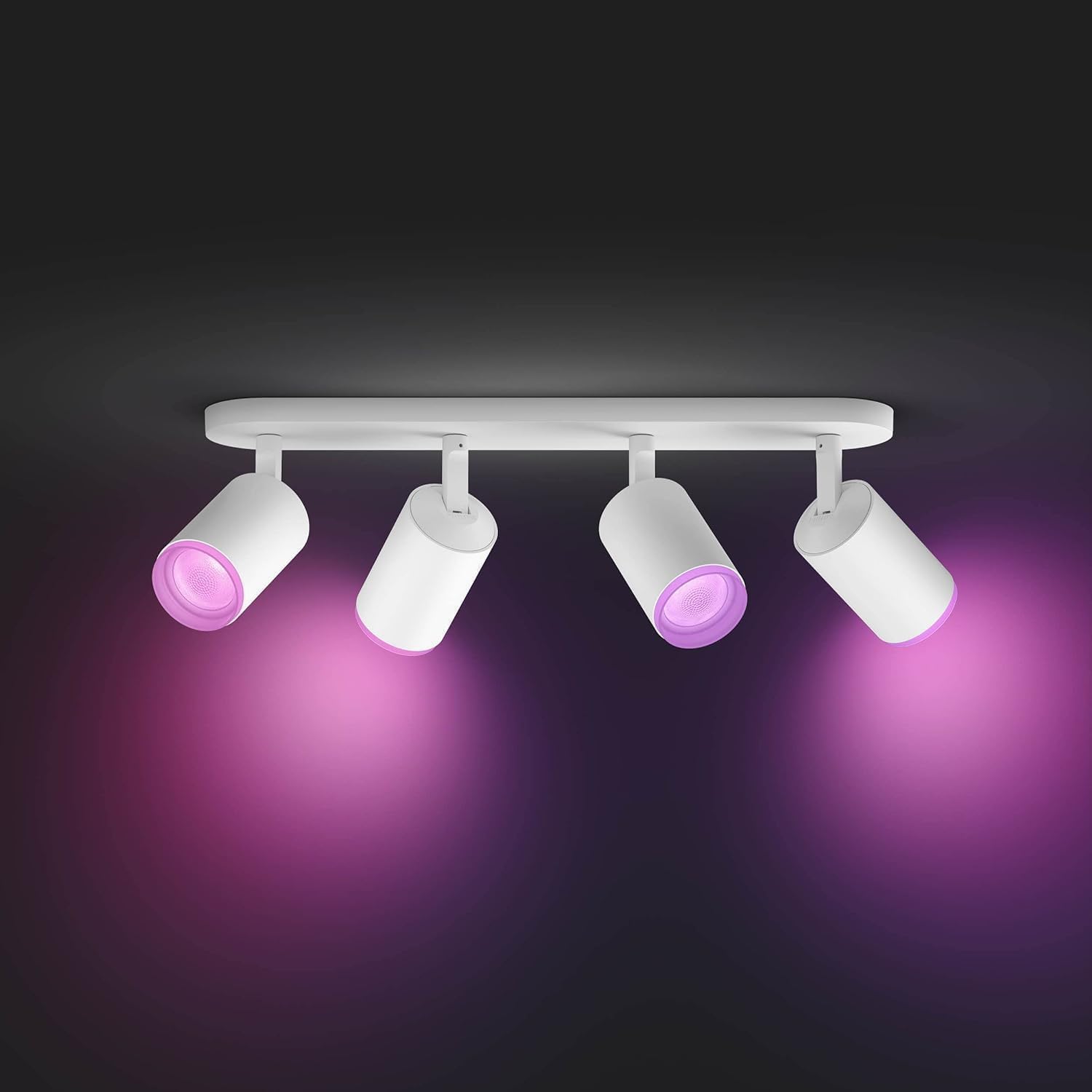 Philips Hue White & Color Ambiance Fugato Spot 4 flg. weiß 4x350lm, dimmbar, 16 Mio. Farben, steuerbar via App, kompatibel mit Amazon Alexa