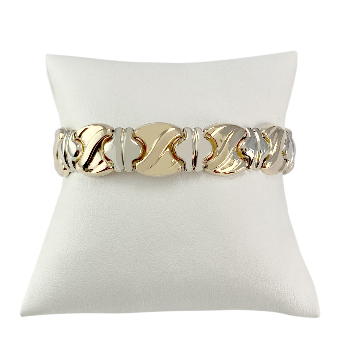 Bracelet d'occasion or 750 jaune et rhodié 70 mm