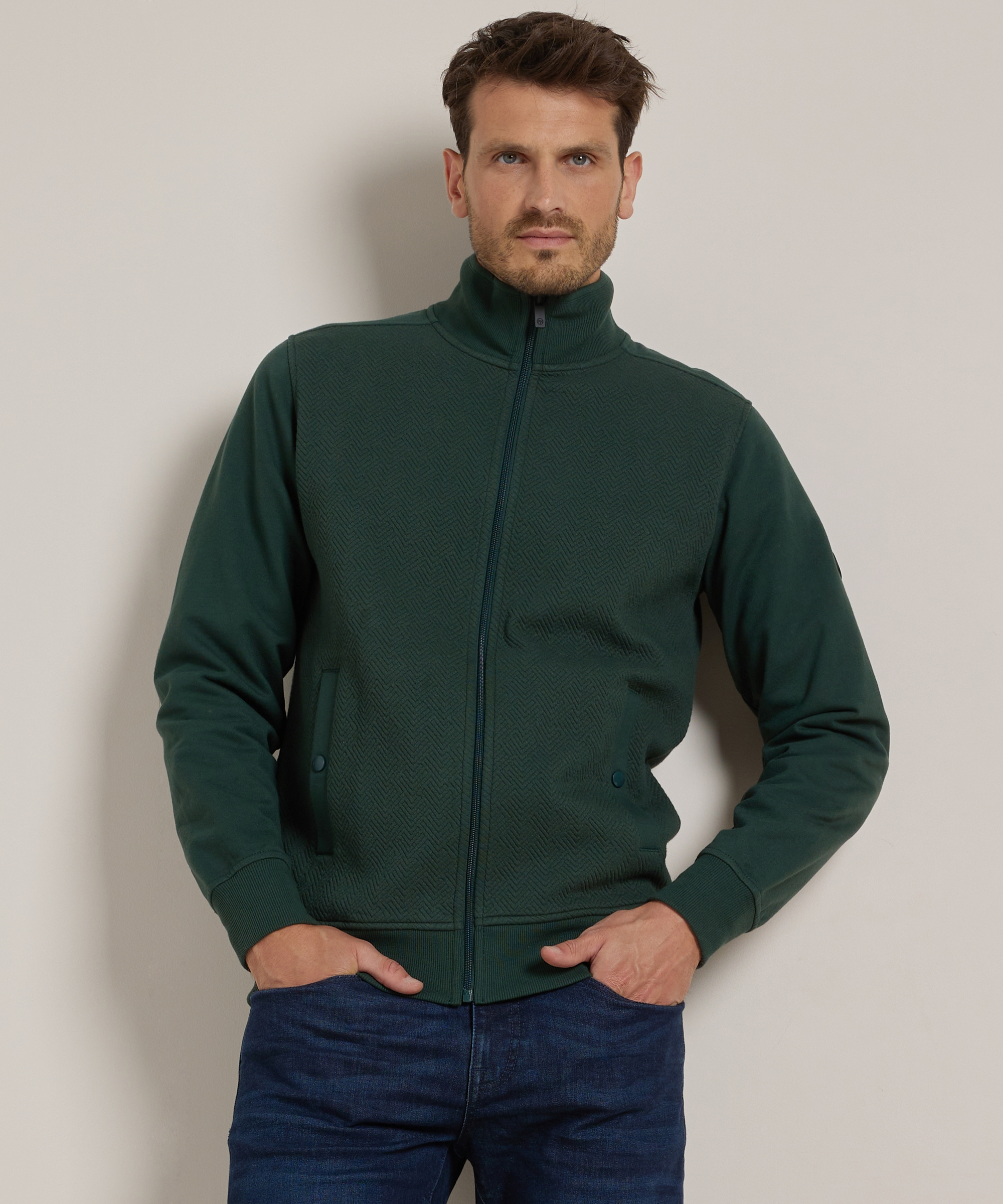 sweat vest met hoge kraag
