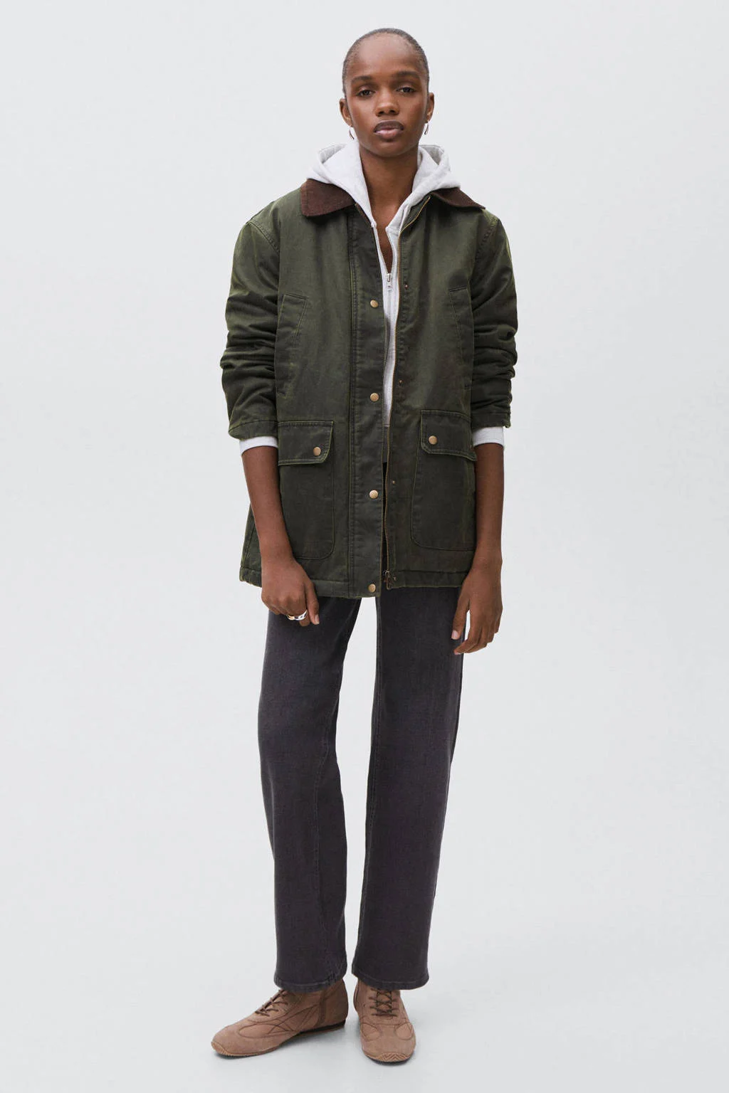 MANGO TEEN parka donkergroen