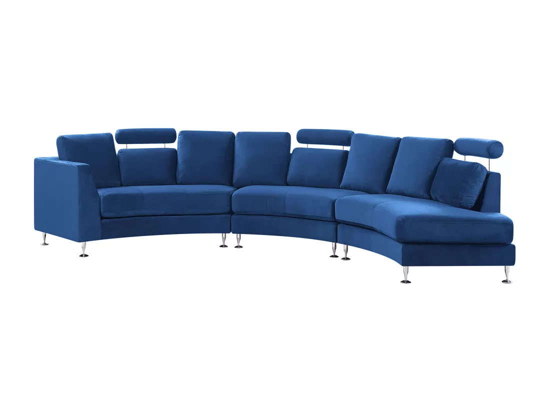 Canapé circulaire modulable en velours bleu marine 8 places ROTUNDE