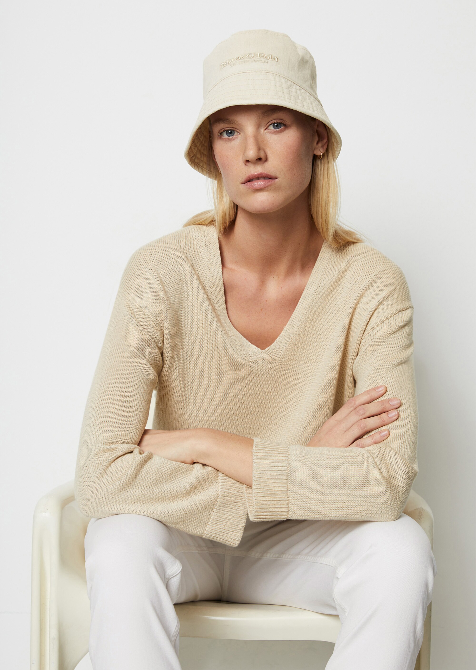 Leinen-Mix-Strickpullover mit hohem Anteil an Bio-Baumwolle