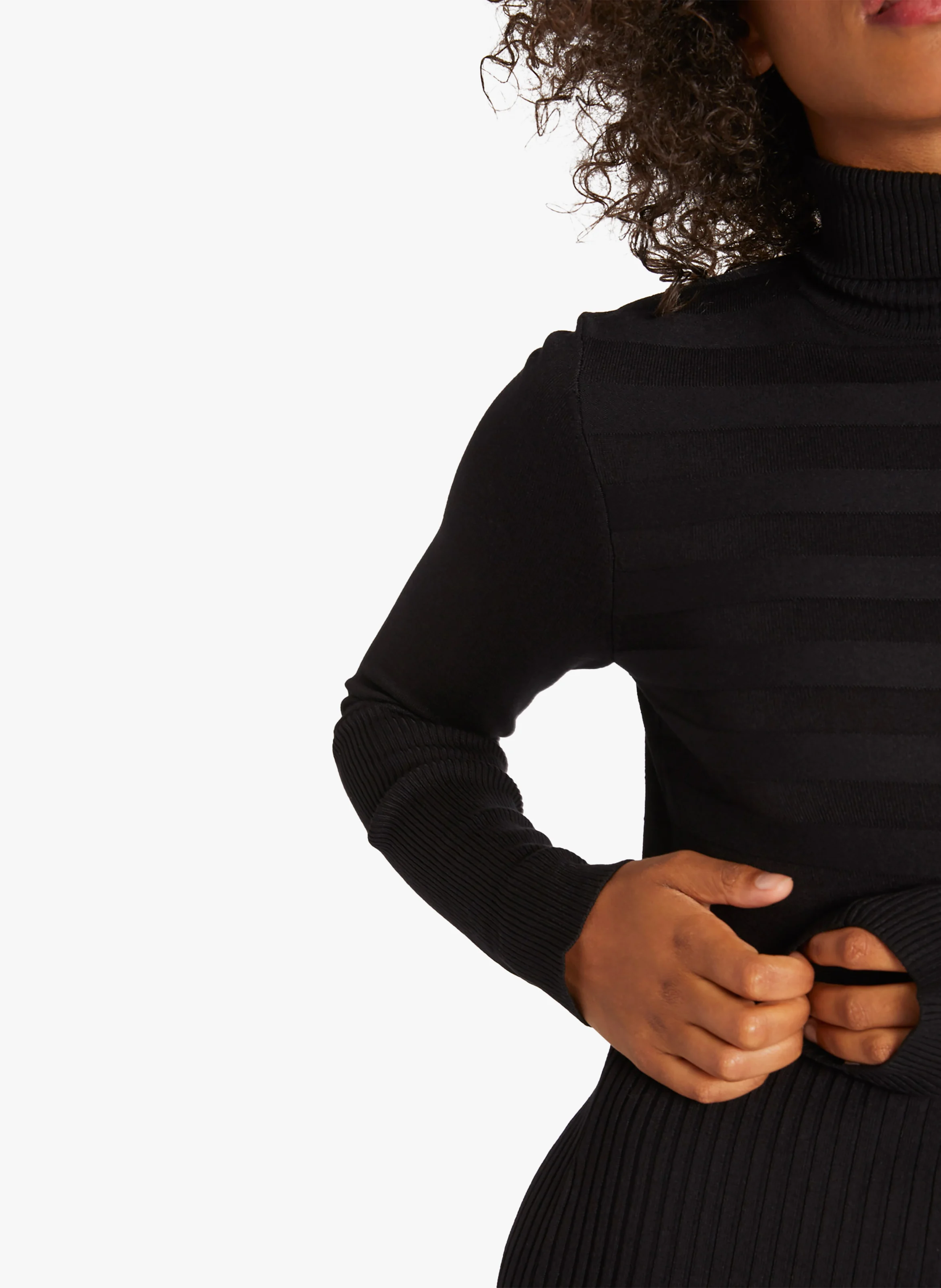 Robe courte col montant en maille | Noir