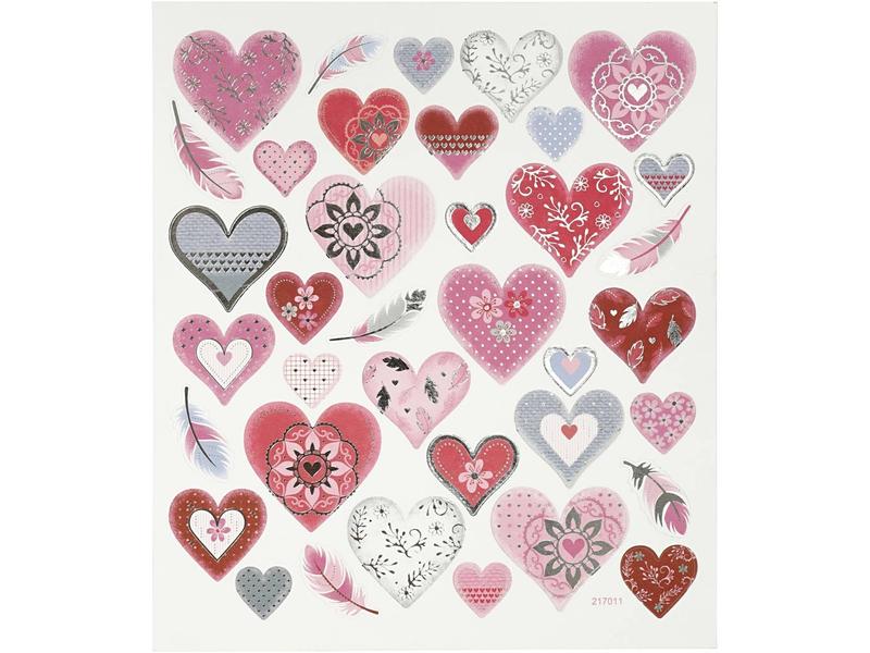 Creativ Company Motivsticker Herzen 1 Blatt Bunte Aufkleber