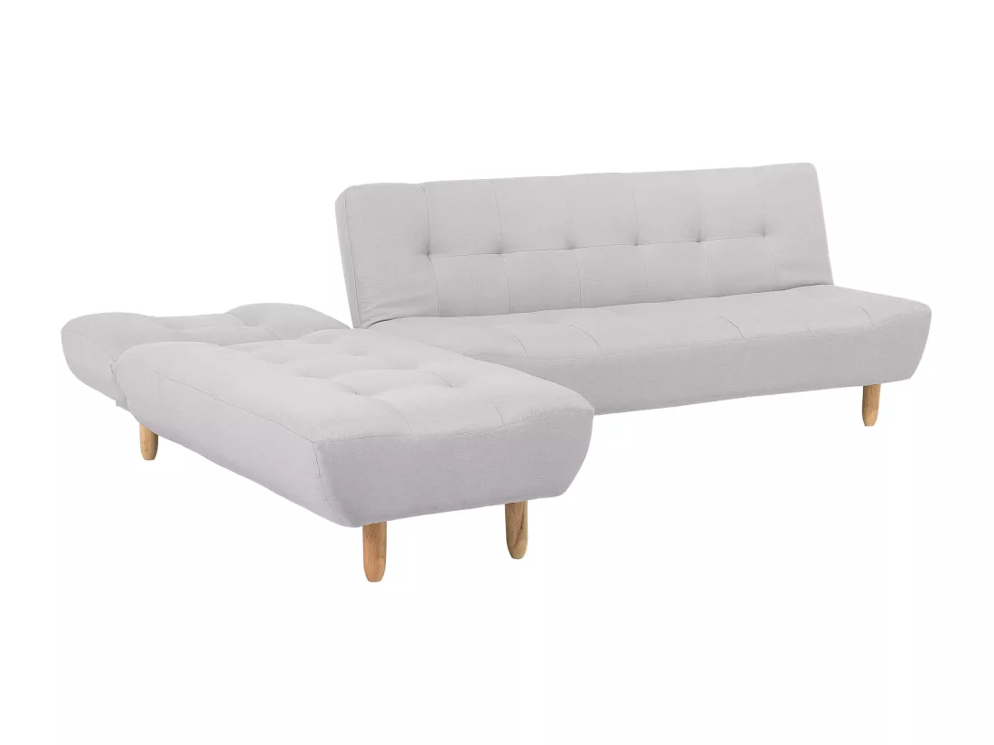 Canapé angle à gauche convertible en tissu gris clair 4 places ALSTEN