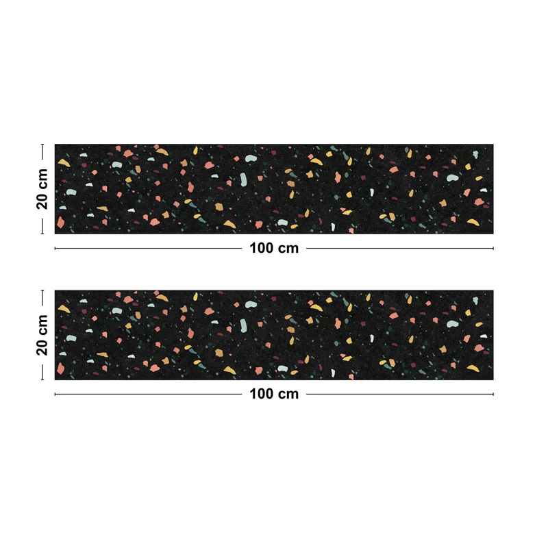 Crédence cuisine Bandeau ALU lot de 2 L100xH 20cm - TERRAZZO NOTTE 99d