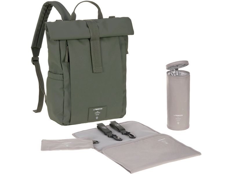 Lässig Wickelrucksack Rolltop Up Olive Veganer Backpack mit viel Platz