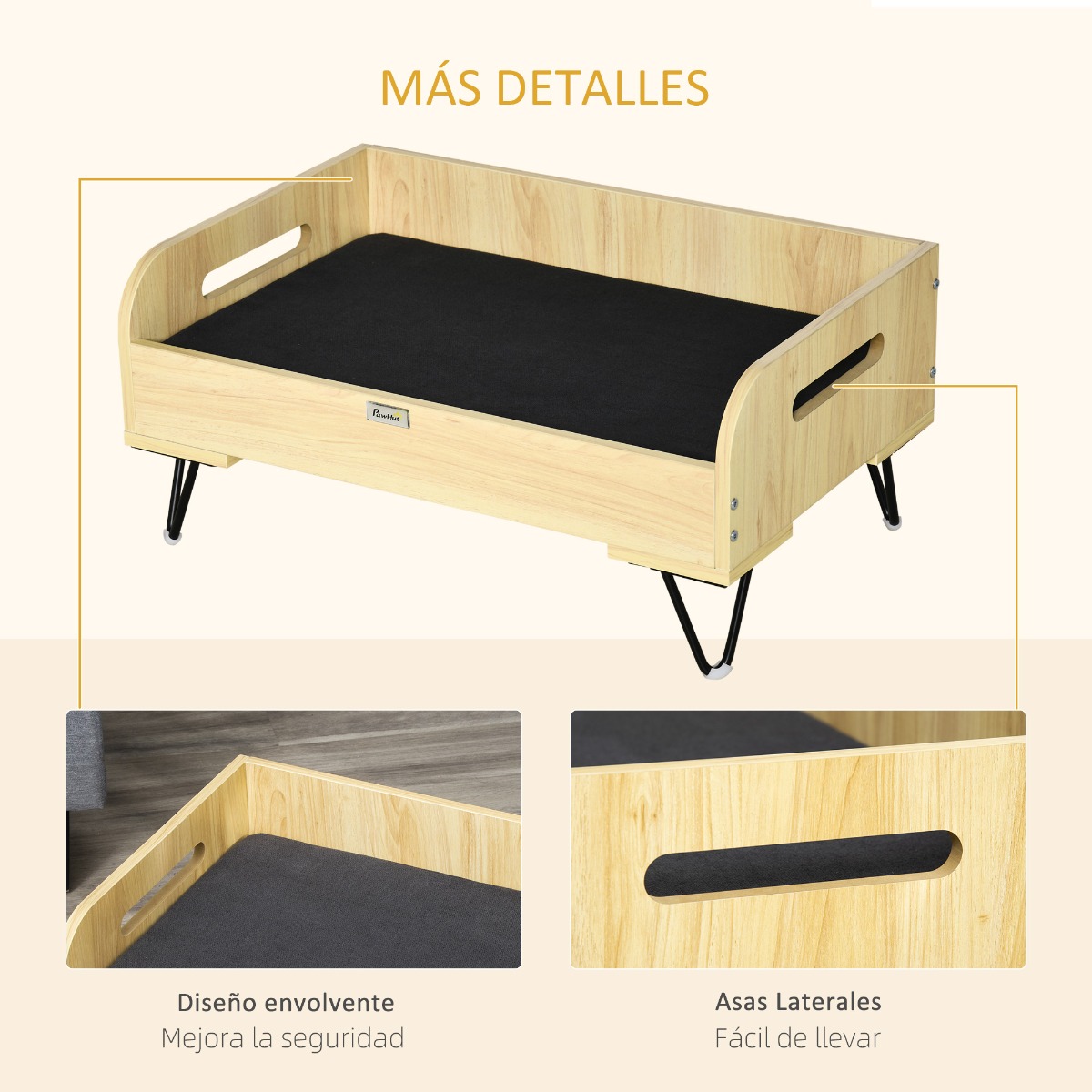 Sofá de madeira PawHut para cães e gatos