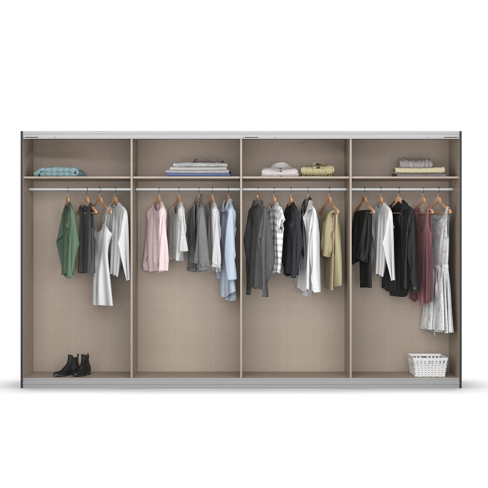 Schwebetürenschrank - weiß Hochglanz - 2 Spiegeltüren - 360 cm