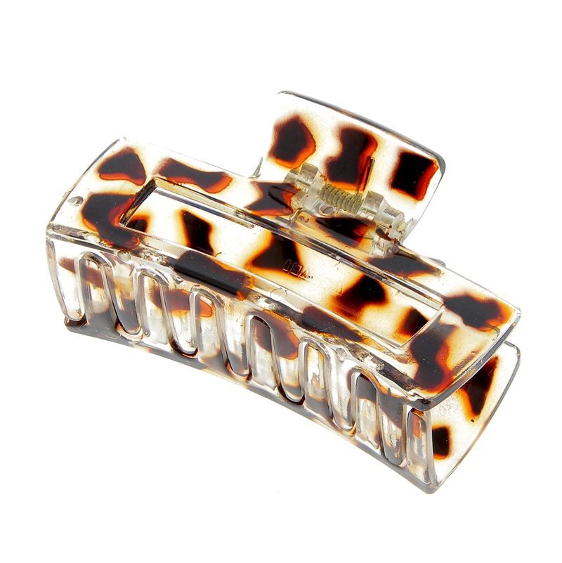 Pince croco rectangle léopard