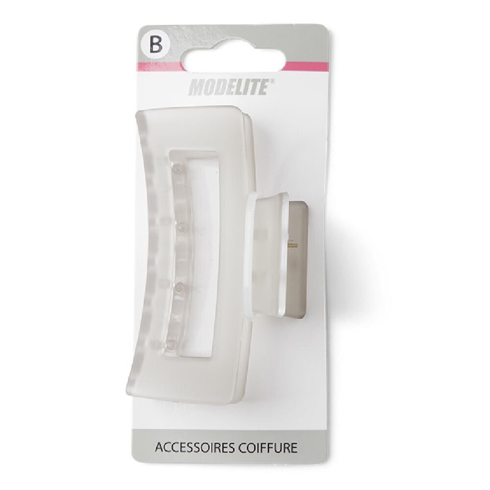 Pince cheveux blanc mat rectangulaire L8cm