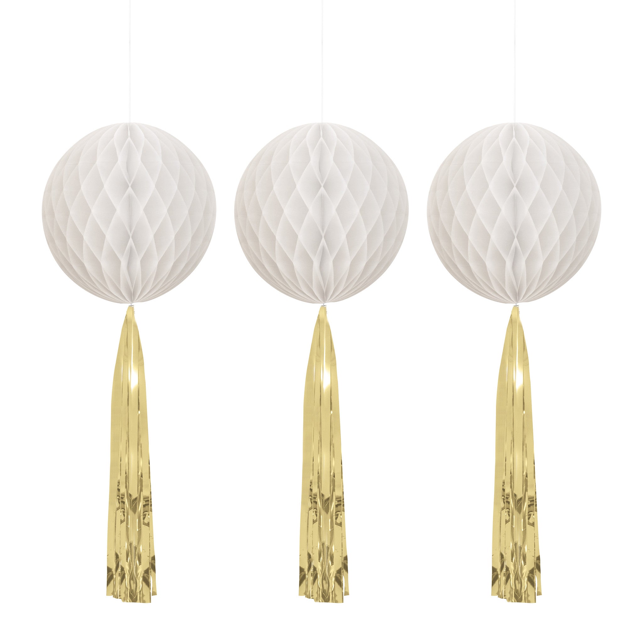 Witte Honeycombs Met Gouden Tassels 3st