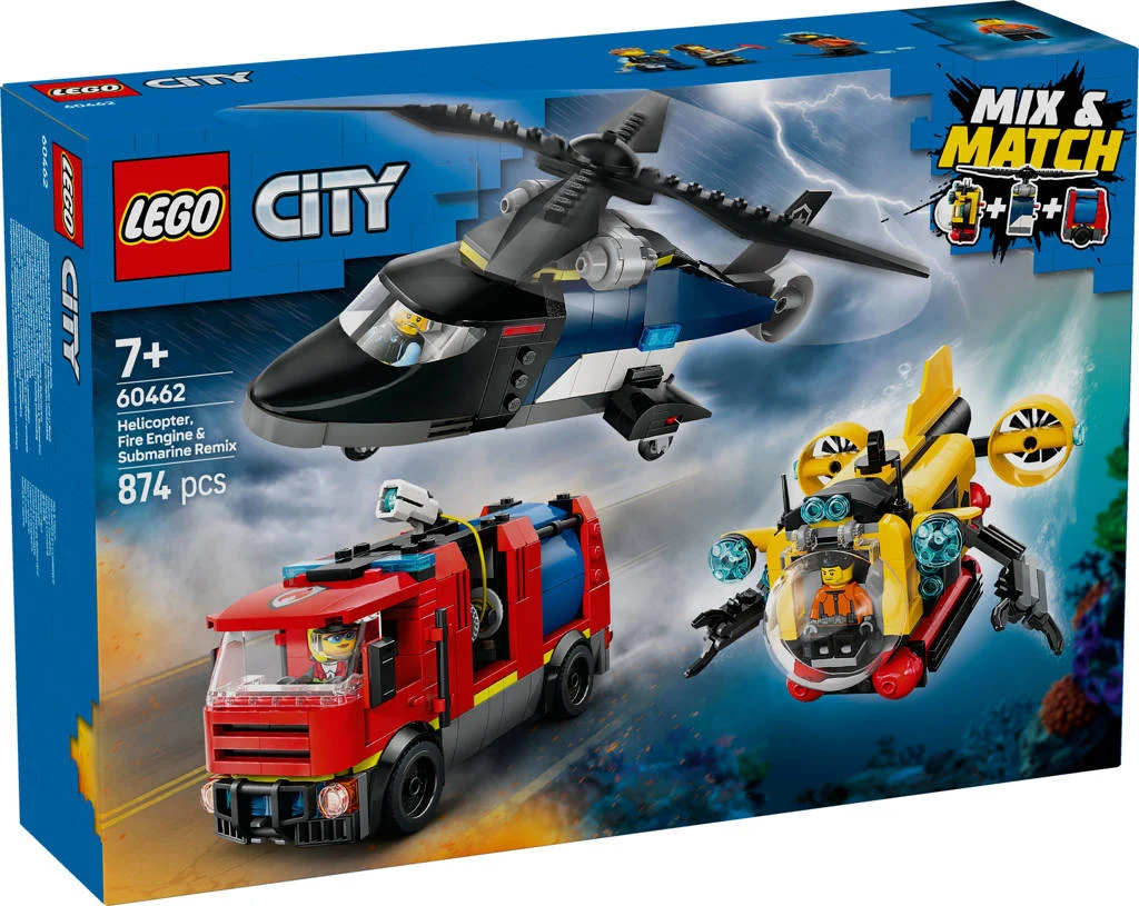 Helikopter, brandweerauto en onderzeeër remix 60462