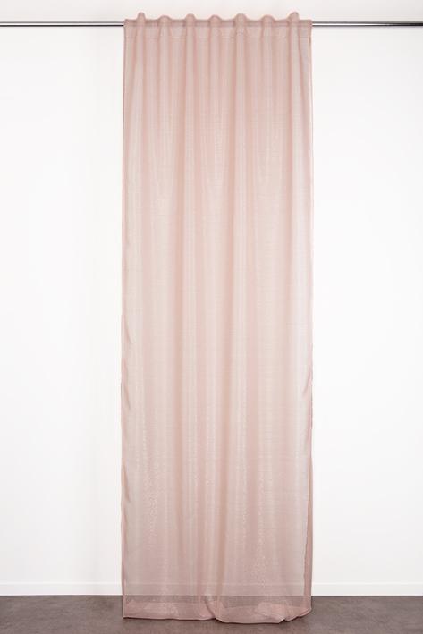 VOILAGE ELAURA ROSE 135X300CM GALON FRONCEUR PATTE CACHEE