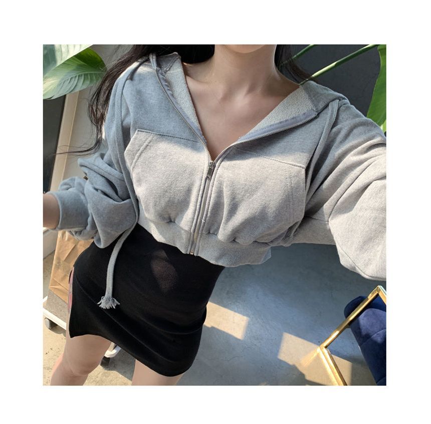 Coris - Effen cropped hoodie met rits