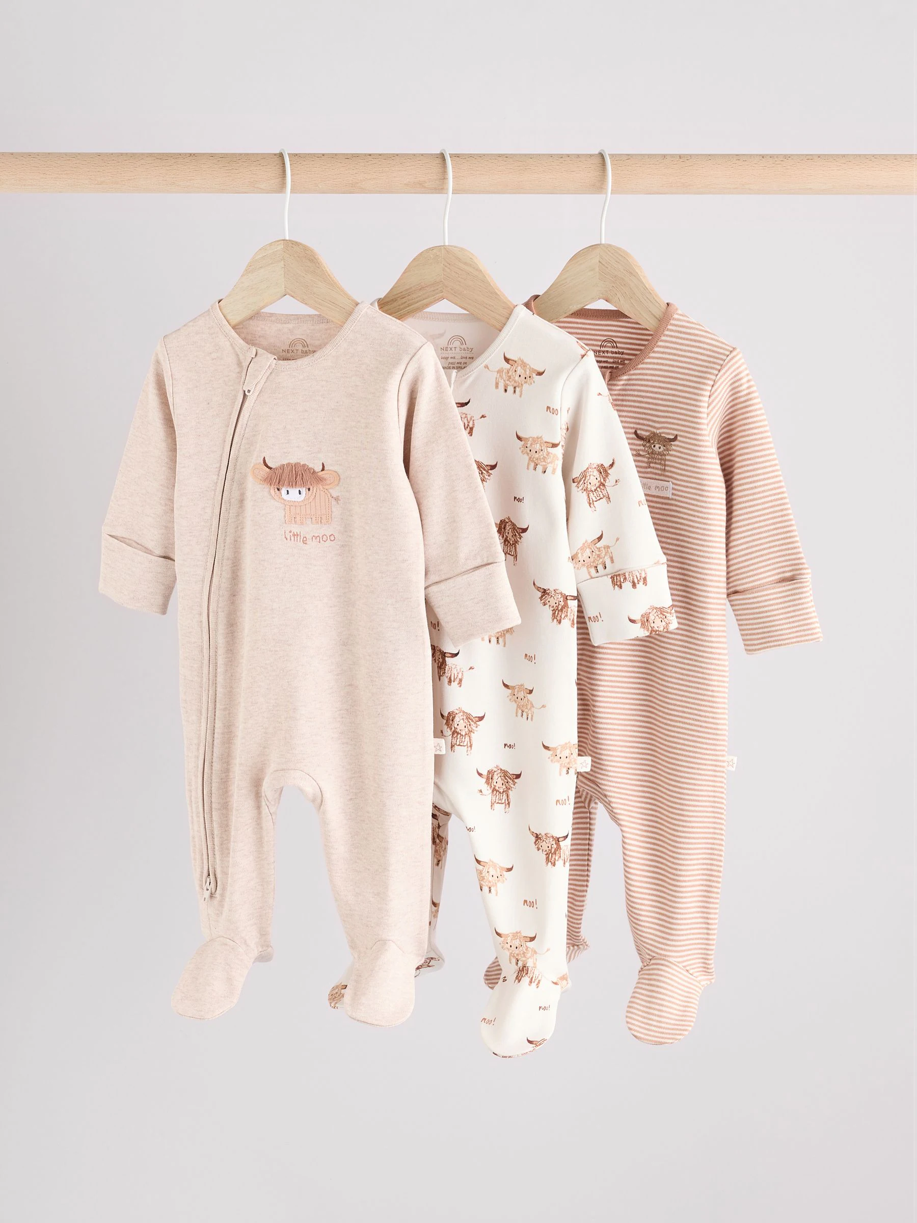 Neutraal - Hamish Baby-pyjama's van 100% katoen, 3 verpakking (0mnd -2jr)