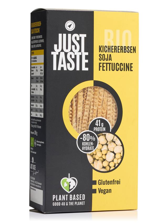 JUST TASTE Pasta-Set: Bio Kichererbsen-Soja Fettuccine & Bärlauch-Koriander-Pesto