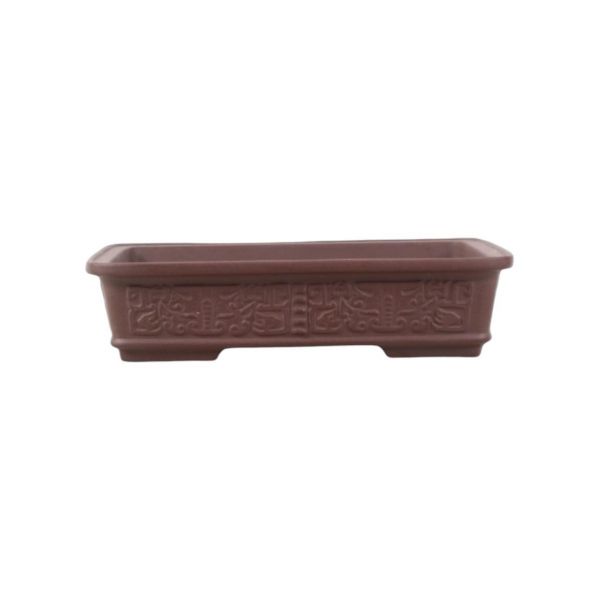 Luso Bonsai Vaso de Bonsai Rectangular 25*19*6 cm c/Relevo Sem Esmalte - Yixing - 06853