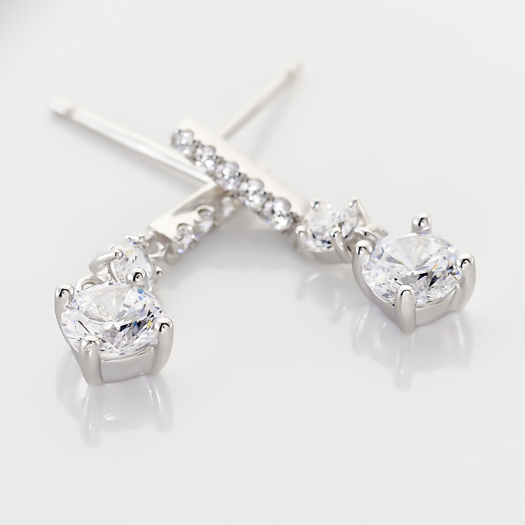 Boucles D'oreilles Pendantes Corianne Argent Blanc Oxyde De Zirconium