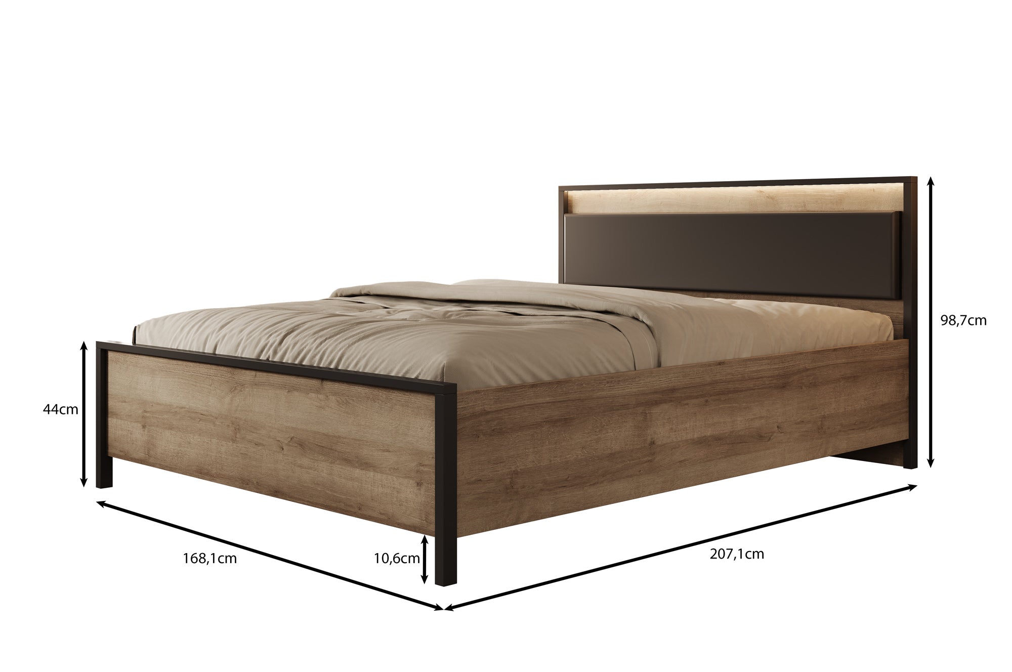 Honduras - Tweepersoonsbed - Eiken - 160x200 cm