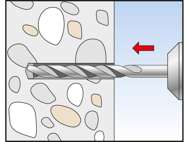 Fischer Universaldübel  UX 8 x 50 R S mit Rand, 5 Stück Universelle Nylondübel mit Rand und mit Schraube