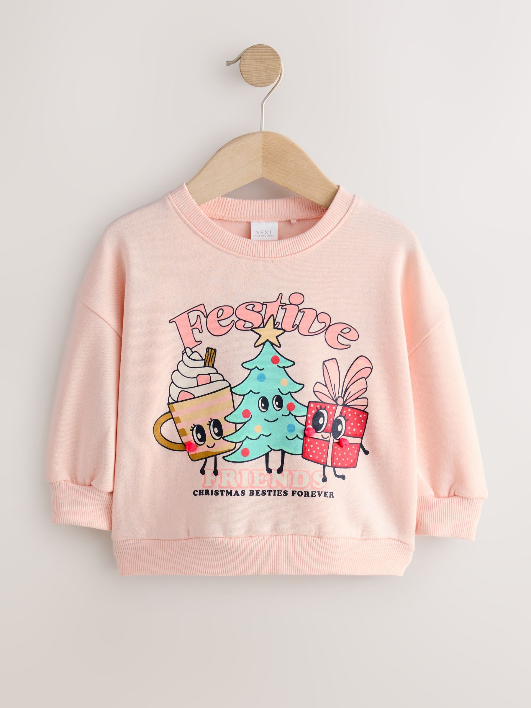 Lichtroze feestelijke Friends Kerstmis - Sweatshirt met ronde hals (3 mnd-7 jr)